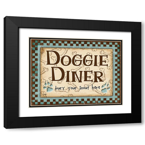 Doggie Diner Blue Black Modern Wood Framed Art Print with Double Matting by Stimson, Diane