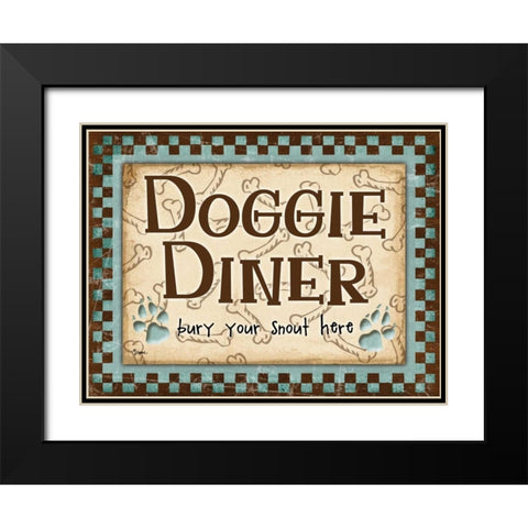Doggie Diner Blue Black Modern Wood Framed Art Print with Double Matting by Stimson, Diane