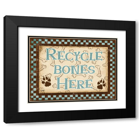 Recycle Bones Blue Black Modern Wood Framed Art Print with Double Matting by Stimson, Diane