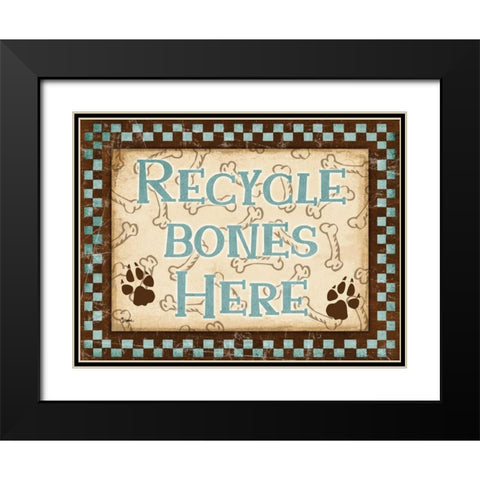 Recycle Bones Blue Black Modern Wood Framed Art Print with Double Matting by Stimson, Diane
