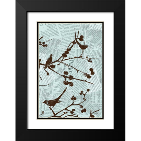 Bird Branches B Black Modern Wood Framed Art Print with Double Matting by Stimson, Diane