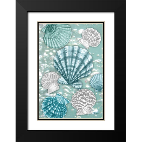 Scallop Bubbles Black Modern Wood Framed Art Print with Double Matting by Stimson, Diane