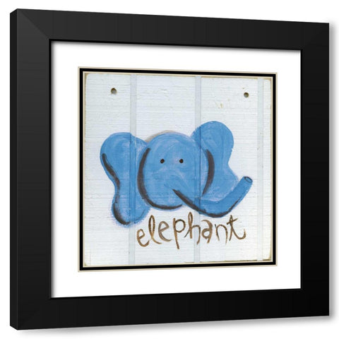Happy Blue Elephant Black Modern Wood Framed Art Print with Double Matting by Butson, Erin