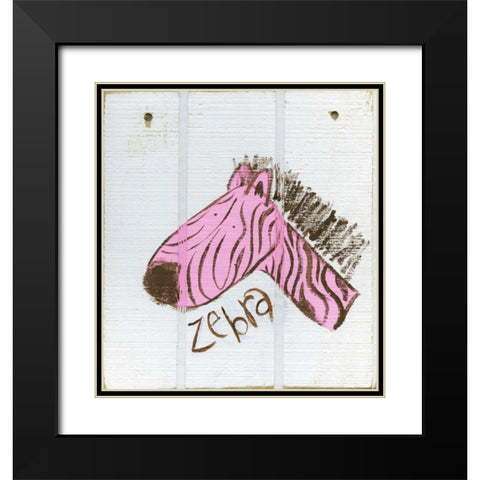 Happy Pink Zebra Black Modern Wood Framed Art Print with Double Matting by Butson, Erin