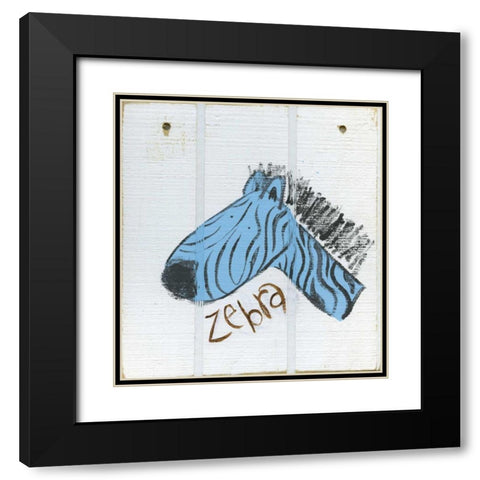 Happy Blue Zebra Black Modern Wood Framed Art Print with Double Matting by Butson, Erin