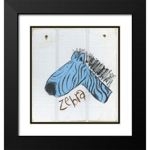 Happy Blue Zebra Black Modern Wood Framed Art Print with Double Matting by Butson, Erin