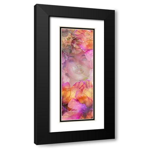 Emerging Floral Girl Black Modern Wood Framed Art Print with Double Matting by Debs, Emma Catherine