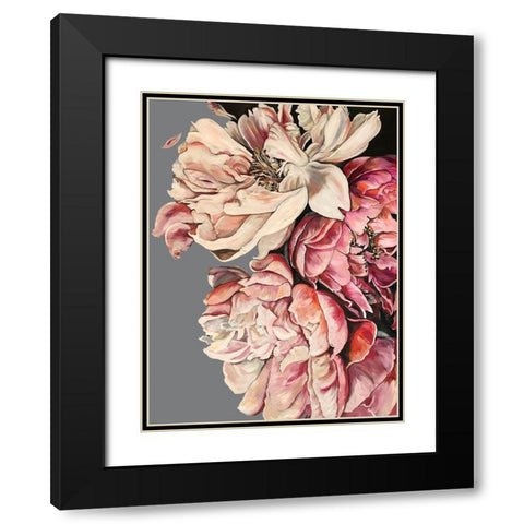 Peonies with Grey Black Modern Wood Framed Art Print with Double Matting by Debs, Emma Catherine