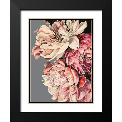 Peonies with Grey Black Modern Wood Framed Art Print with Double Matting by Debs, Emma Catherine