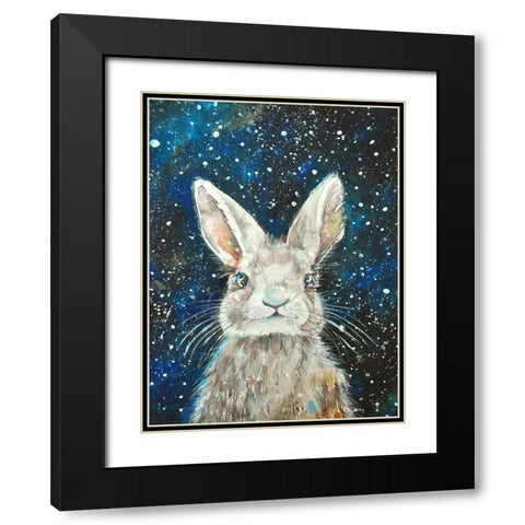 Rabbit Black Modern Wood Framed Art Print with Double Matting by Debs, Emma Catherine