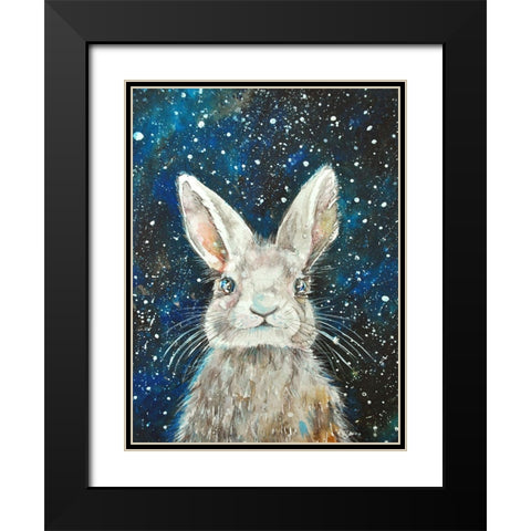 Rabbit Black Modern Wood Framed Art Print with Double Matting by Debs, Emma Catherine