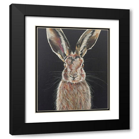 Hare Black Modern Wood Framed Art Print with Double Matting by Debs, Emma Catherine
