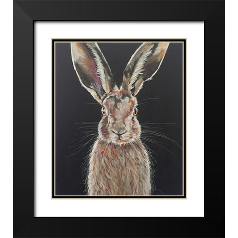 Hare Black Modern Wood Framed Art Print with Double Matting by Debs, Emma Catherine