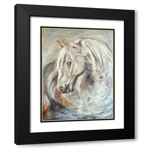 Horse Black Modern Wood Framed Art Print with Double Matting by Debs, Emma Catherine