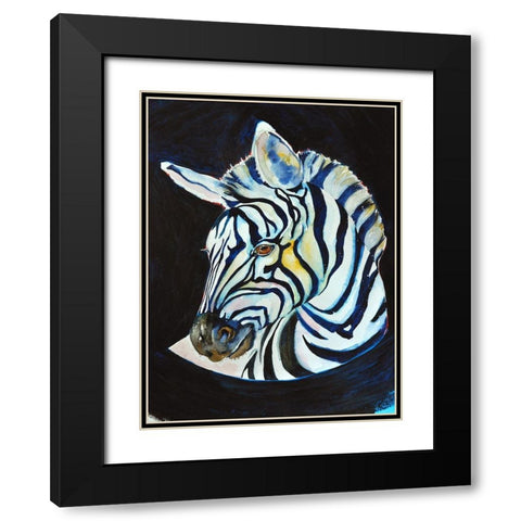 Zebra Black Modern Wood Framed Art Print with Double Matting by Debs, Emma Catherine