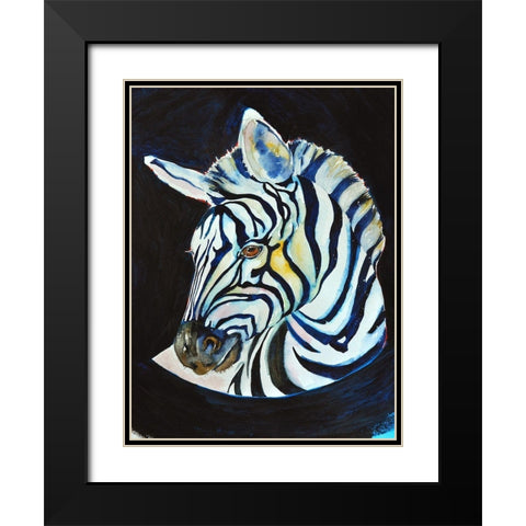 Zebra Black Modern Wood Framed Art Print with Double Matting by Debs, Emma Catherine