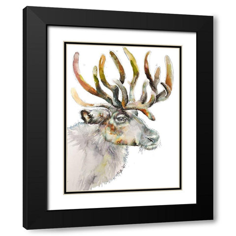 Moose on White Black Modern Wood Framed Art Print with Double Matting by Debs, Emma Catherine