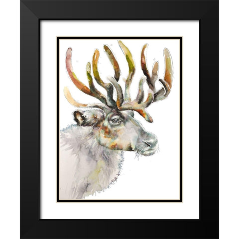 Moose on White Black Modern Wood Framed Art Print with Double Matting by Debs, Emma Catherine