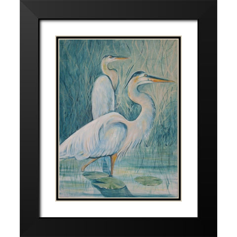 Birds 1 Black Modern Wood Framed Art Print with Double Matting by Debs, Emma Catherine