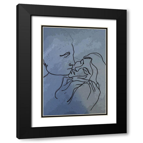 A Kiss 1 Black Modern Wood Framed Art Print with Double Matting by Debs, Emma Catherine