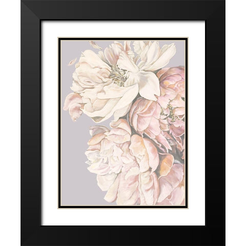 Soft Peonies Black Modern Wood Framed Art Print with Double Matting by Debs, Emma Catherine