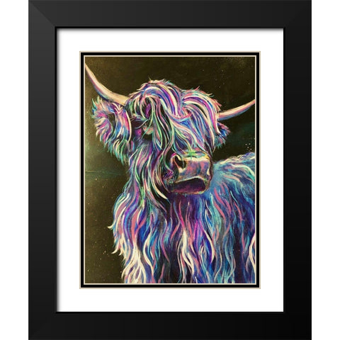 Highland Cow Black Modern Wood Framed Art Print with Double Matting by Debs, Emma Catherine