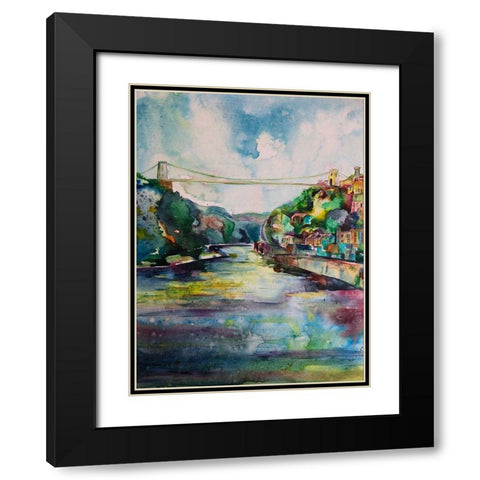 Suspension Bridge Black Modern Wood Framed Art Print with Double Matting by Debs, Emma Catherine