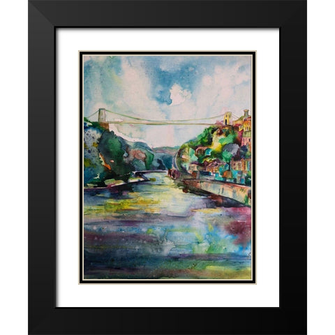 Suspension Bridge Black Modern Wood Framed Art Print with Double Matting by Debs, Emma Catherine