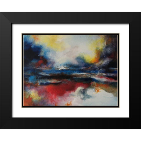 Abstract Wonder Black Modern Wood Framed Art Print with Double Matting by Debs, Emma Catherine