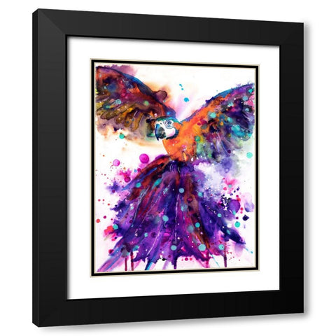 Parrot Black Modern Wood Framed Art Print with Double Matting by Debs, Emma Catherine