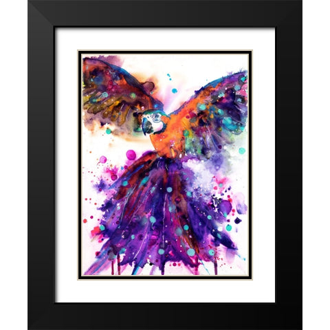 Parrot Black Modern Wood Framed Art Print with Double Matting by Debs, Emma Catherine