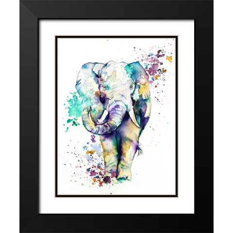 Elephant Black Modern Wood Framed Art Print with Double Matting by Debs, Emma Catherine