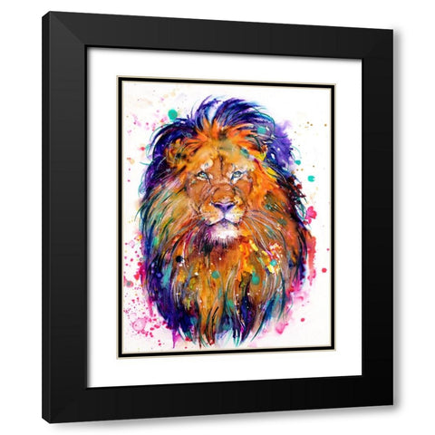 Lion Black Modern Wood Framed Art Print with Double Matting by Debs, Emma Catherine