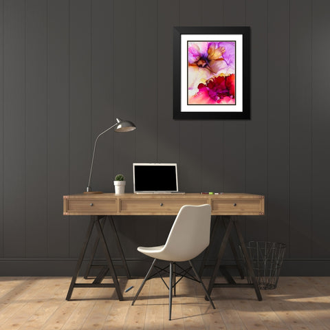 Vibrant Pink Flowers Black Modern Wood Framed Art Print with Double Matting by Debs, Emma Catherine