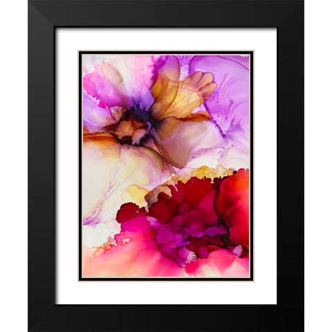 Vibrant Pink Flowers Black Modern Wood Framed Art Print with Double Matting by Debs, Emma Catherine