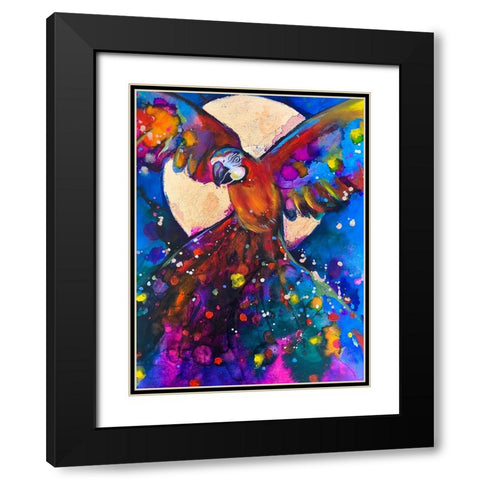 Girl In Flowers Black Modern Wood Framed Art Print with Double Matting by Debs, Emma Catherine