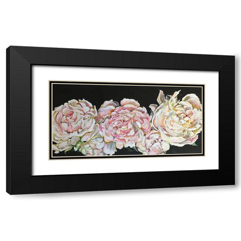 Line of peonies Black Modern Wood Framed Art Print with Double Matting by Debs, Emma Catherine