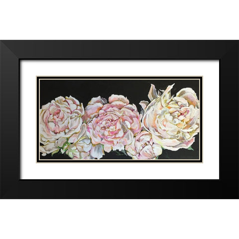 Line of peonies Black Modern Wood Framed Art Print with Double Matting by Debs, Emma Catherine