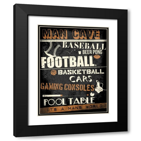Mans World Black Modern Wood Framed Art Print with Double Matting by Rodriquez Jr, Enrique