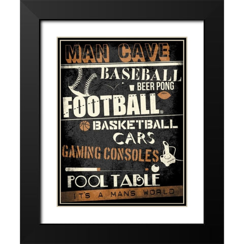 Mans World Black Modern Wood Framed Art Print with Double Matting by Rodriquez Jr, Enrique