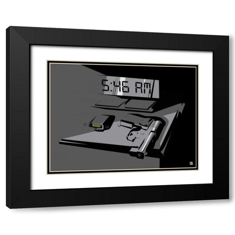 Warning Black Modern Wood Framed Art Print with Double Matting by Rodriquez Jr, Enrique