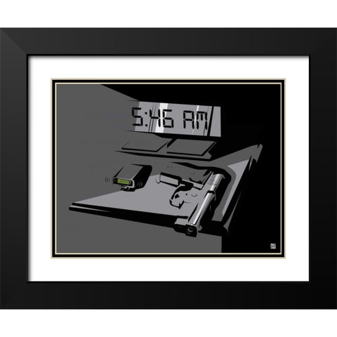 Warning Black Modern Wood Framed Art Print with Double Matting by Rodriquez Jr, Enrique