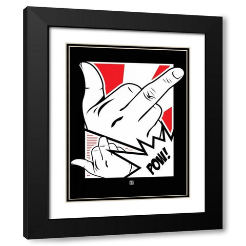 POW! Black Modern Wood Framed Art Print with Double Matting by Rodriquez Jr, Enrique