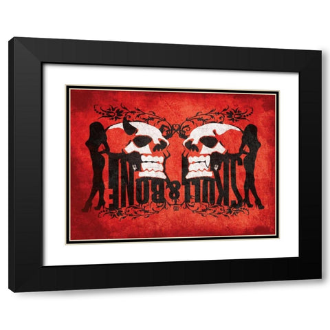 Skull and Bones Black Modern Wood Framed Art Print with Double Matting by Rodriquez Jr, Enrique