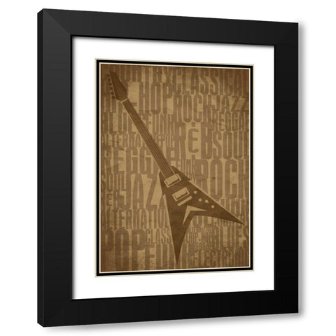Guitars Type D Black Modern Wood Framed Art Print with Double Matting by Rodriquez Jr, Enrique