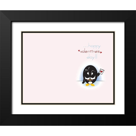Happy Valentines Day Black Modern Wood Framed Art Print with Double Matting by Rodriquez Jr, Enrique
