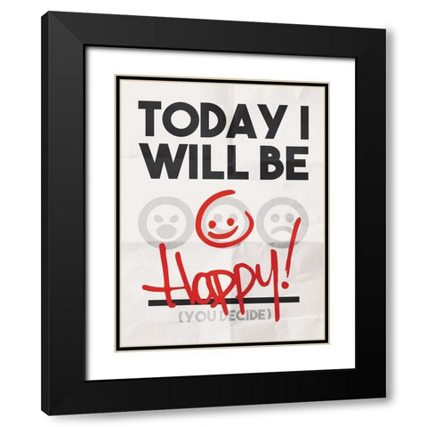 Be Happy Black Modern Wood Framed Art Print with Double Matting by Rodriquez Jr, Enrique