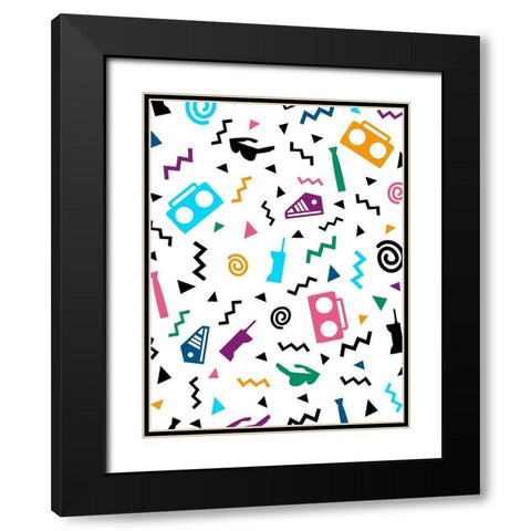 Hip Pop Pattern Black Modern Wood Framed Art Print with Double Matting by Rodriquez Jr, Enrique