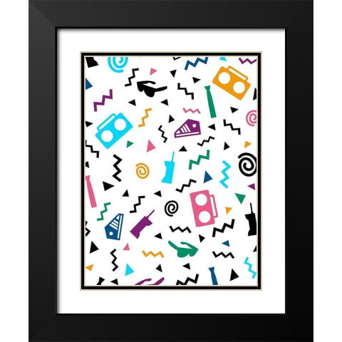 Hip Pop Pattern Black Modern Wood Framed Art Print with Double Matting by Rodriquez Jr, Enrique
