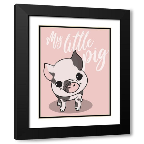 My Little Pig Black Modern Wood Framed Art Print with Double Matting by Rodriquez Jr, Enrique